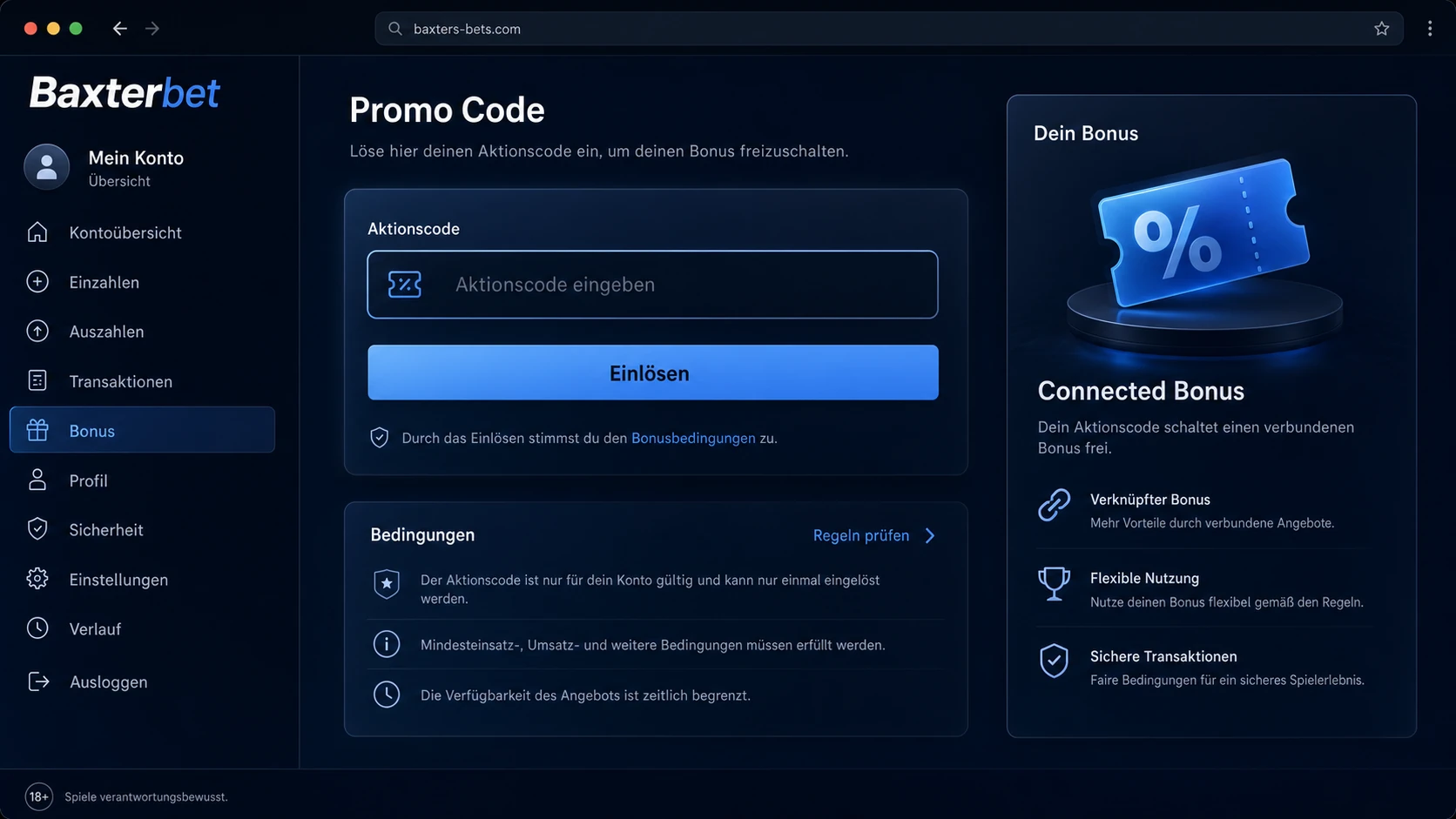Baxterbet Promo Code und Aktionscode